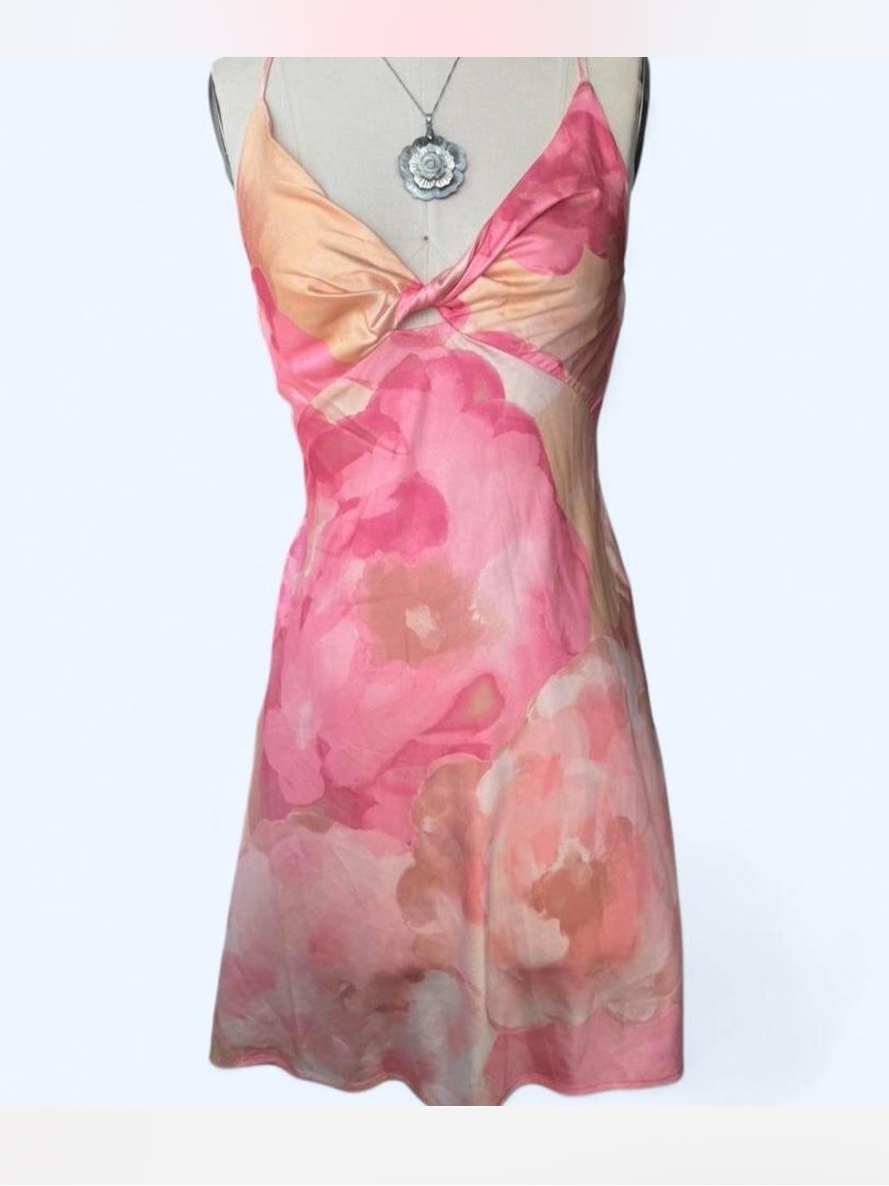 Emerald Sundae Pink Multi Watercolor Slip Dress NWT Size M